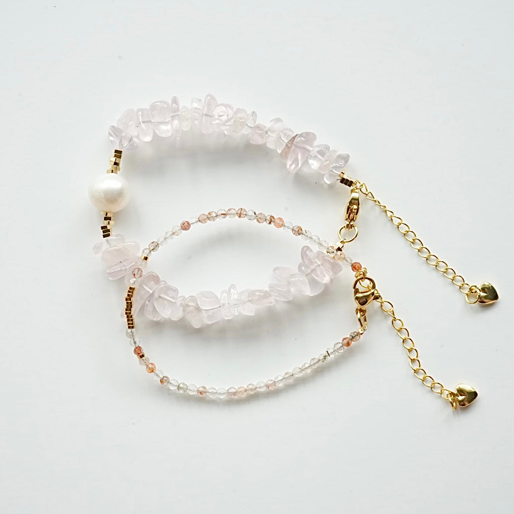 ✨ Blush Pink Romance Beaded Bracelet Set ✨🌸