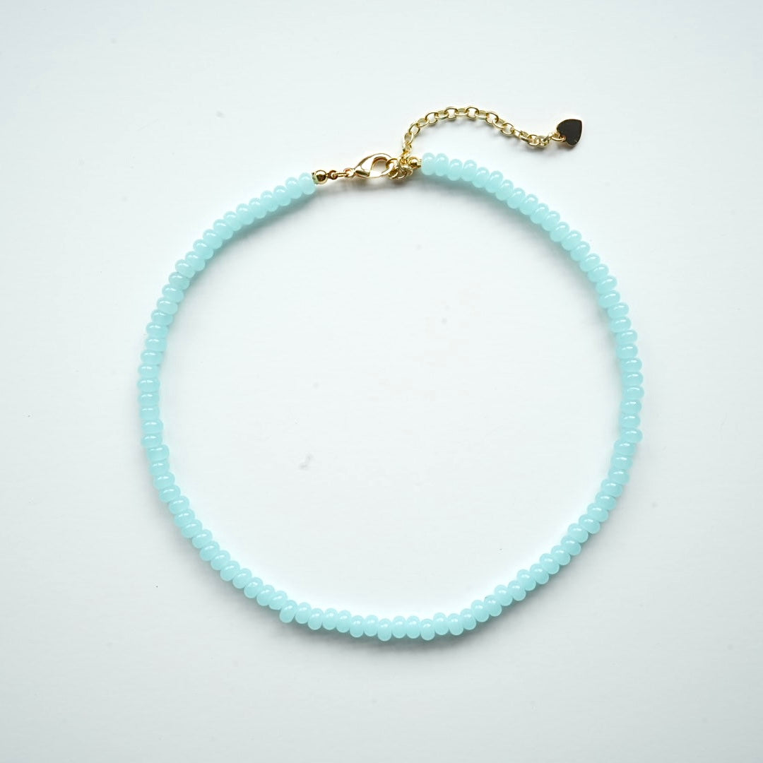🩵 Icy Pastel Blue Beaded Choker Necklace