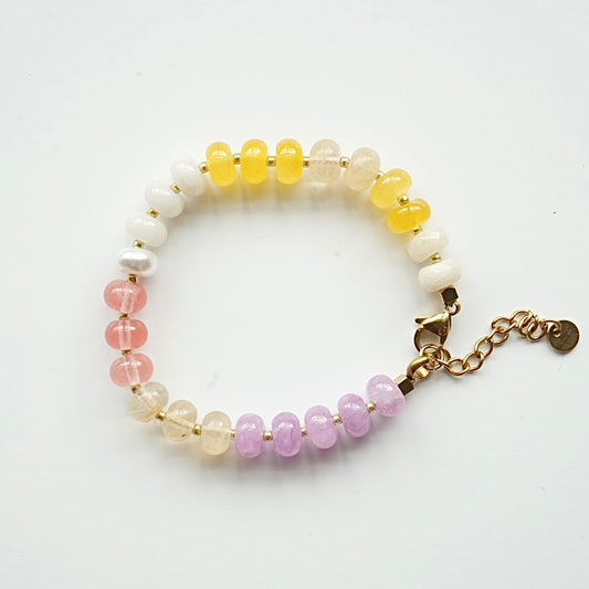 ✨ Pastel Rainbow Beaded Bracelet with Gold Accents ✨