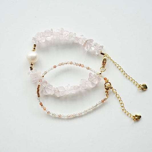 ✨ Blush Pink Romance Beaded Bracelet Set ✨🌸