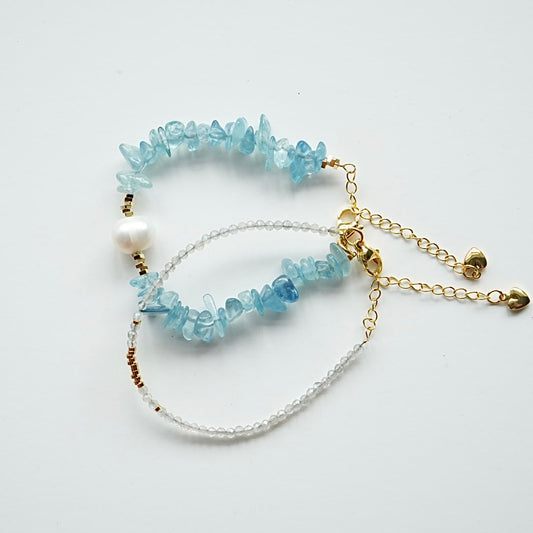 ✨ Sky Blue Ocean Romance Beaded Bracelet Set ✨🩵