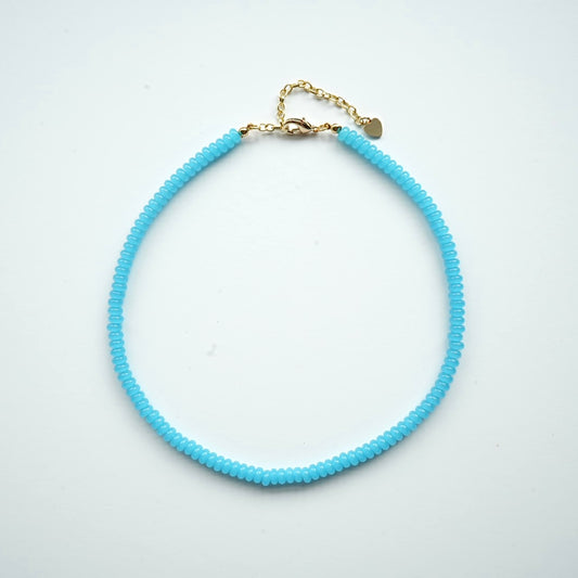 🩵 Ocean Breeze Sky Blue Beaded Choker Necklace