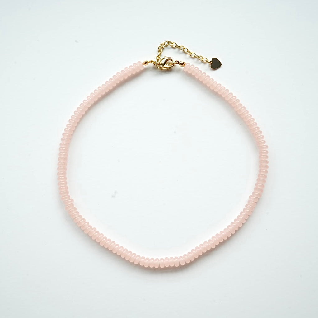 🌸 Blush Pink Pastel Beaded Choker Necklace