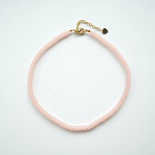 🌸 Blush Pink Pastel Beaded Choker Necklace